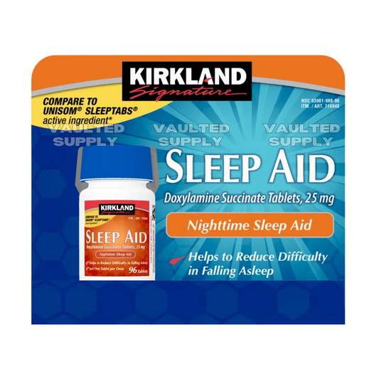 Kirkland Signature Sleep Aid 25mg 96 Tablets Nighttime Doxylamine Non-Habit