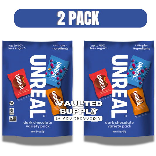UNREAL Dark Chocolate Variety Pack 2-Pack – 30.8 oz Total | Less Sugar Candy