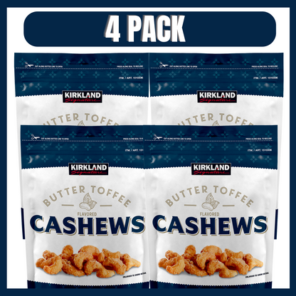 4 Packs Kirkland Signature Butter Toffee Cashews 24 oz Each = 96 oz (6 lbs)