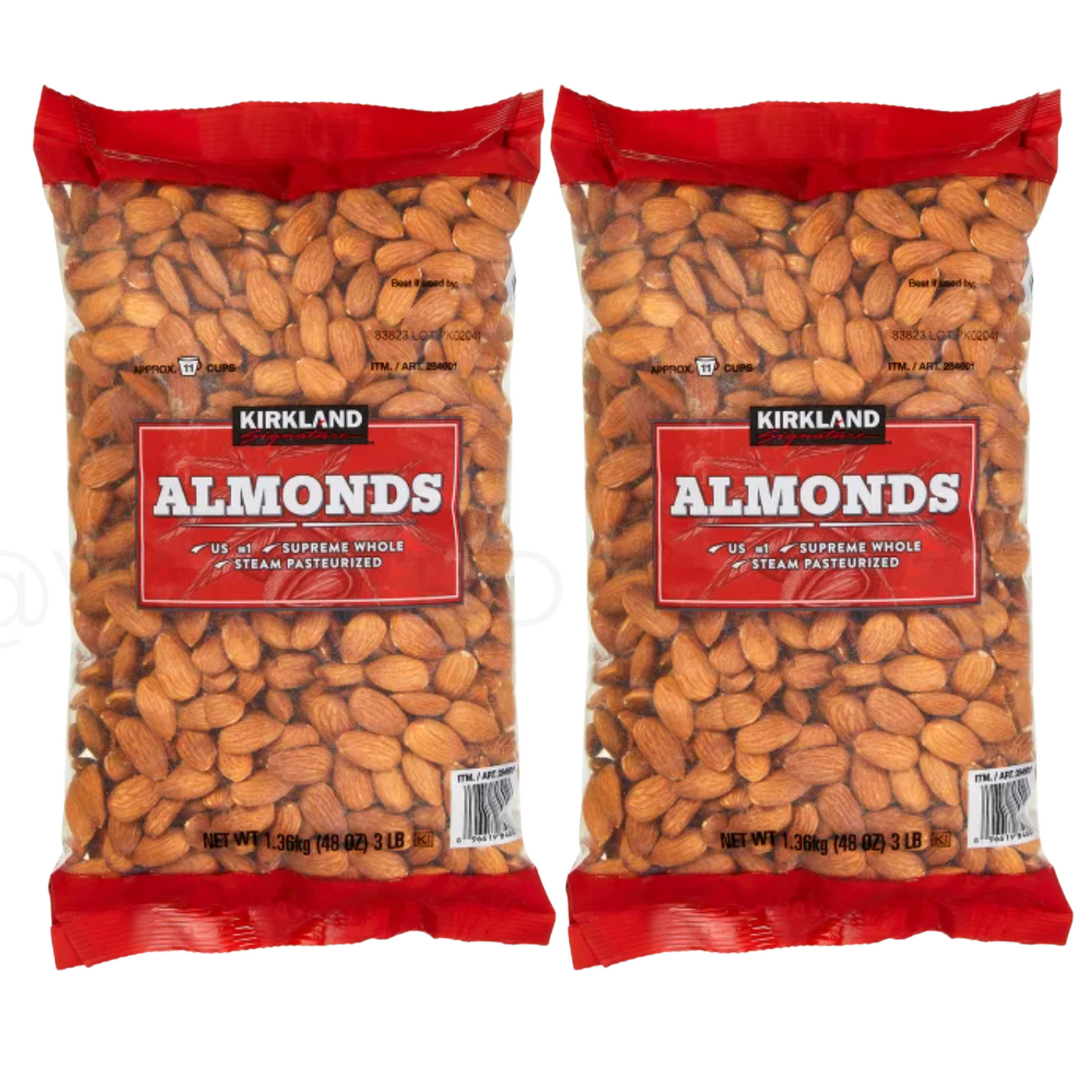 2 Packs Kirkland Signature Supreme Whole Almonds 3 lb Each Pack EXP 08/26