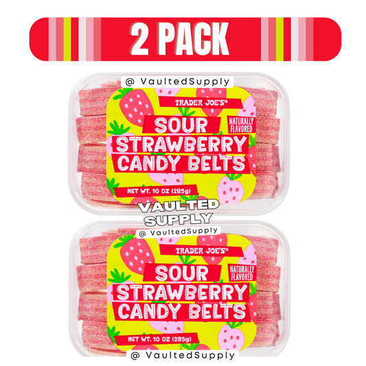 Trader Joe’s Sour Strawberry Candy Belts 10 oz – 2 Pack Fresh Vegan Candy