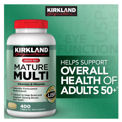 Kirkland Signature Mature Multi 400 Tablets *Adult 50+ Multi Vitamin & Mineral*