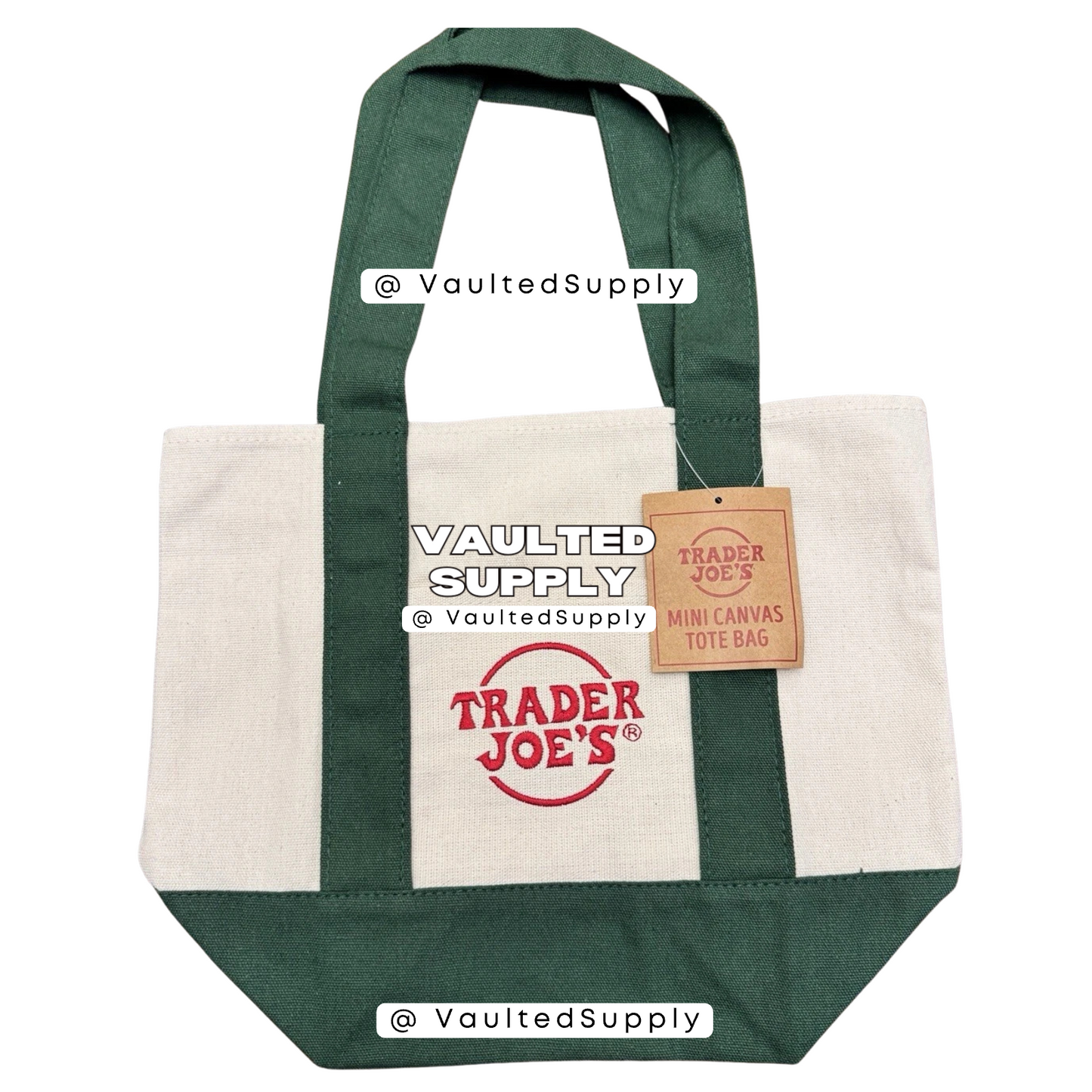 Trader Joe’s Mini Canvas Tote Bag – Green • Limited 2025 Release • New With Tags
