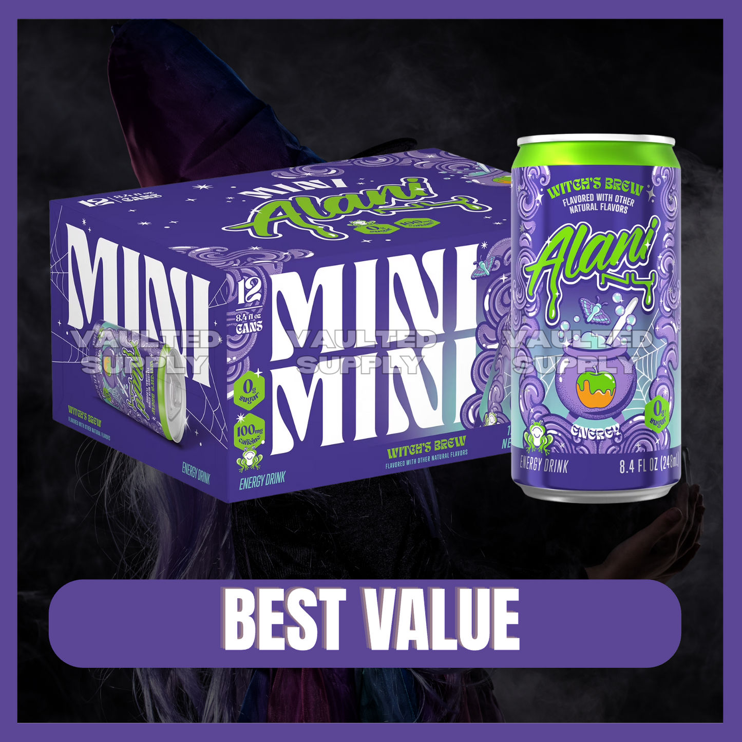 Alani Nu Energy Drink Mini Witches Brew 12 Pack | 8.4 fl oz Cans Zero Sugar