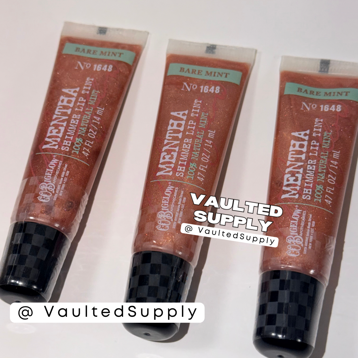 3 Pack Bath & Body Works Mentha Lip Shine – Bare Mint Shimmer No. 1648 – Sealed