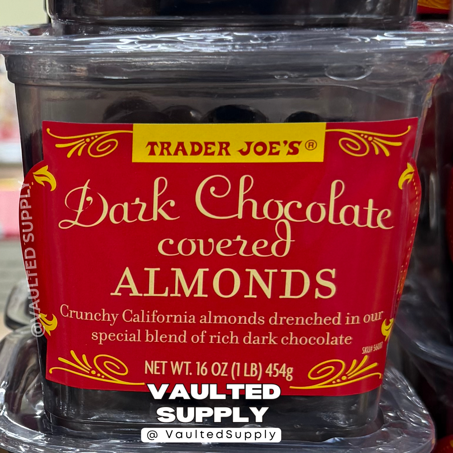 Trader Joe’s Dark Chocolate Covered Almonds 2 Pack 16 oz Each – Kosher Snack