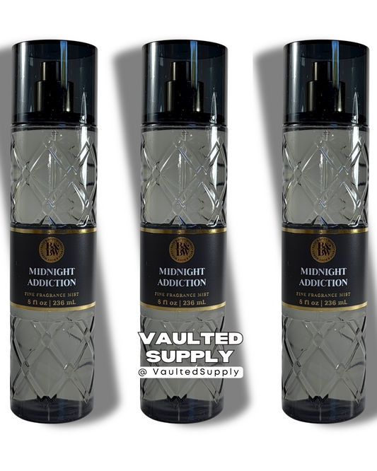 3-Pack Bath & Body Works Midnight Addiction Fragrance Mist 8 oz Dark & Luxurious