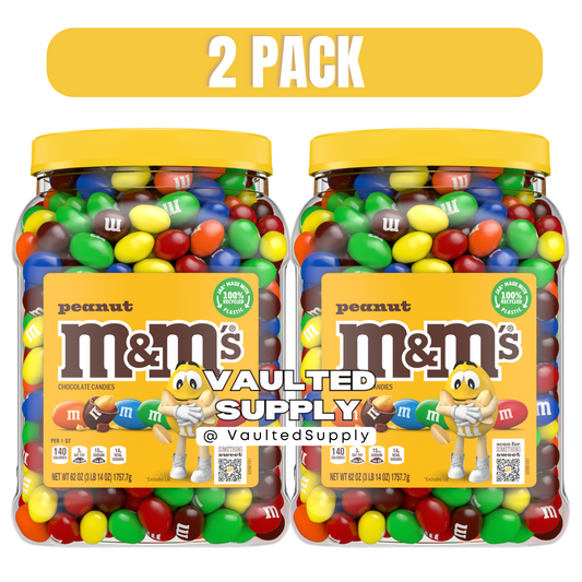 M&M’S Peanut Chocolate Candy 2 Pack 62 oz Jars – Resealable Party Size Fresh