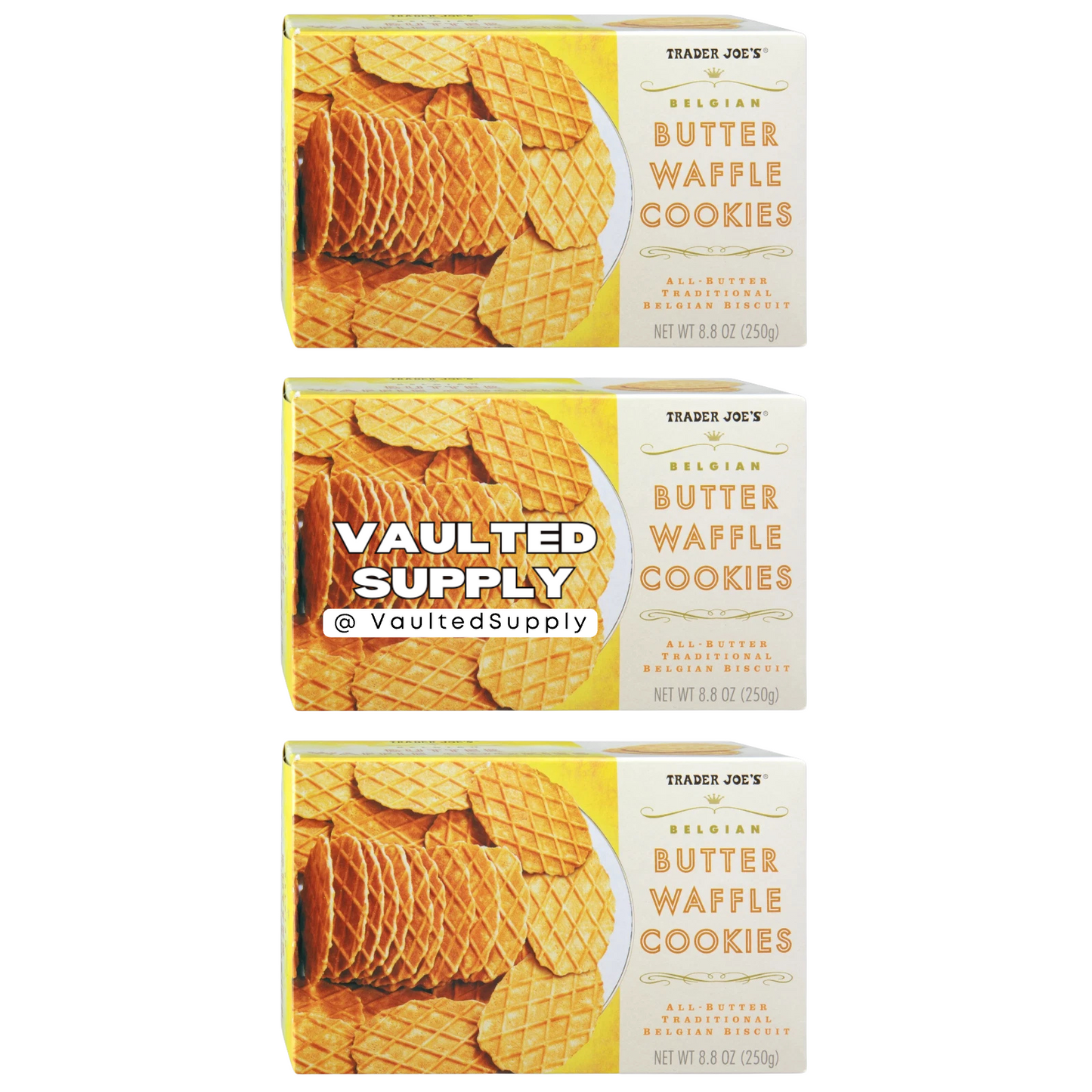 3 Packs Trader Joe's Belgian Butter Waffle Cookies 8.8 oz Each Pack