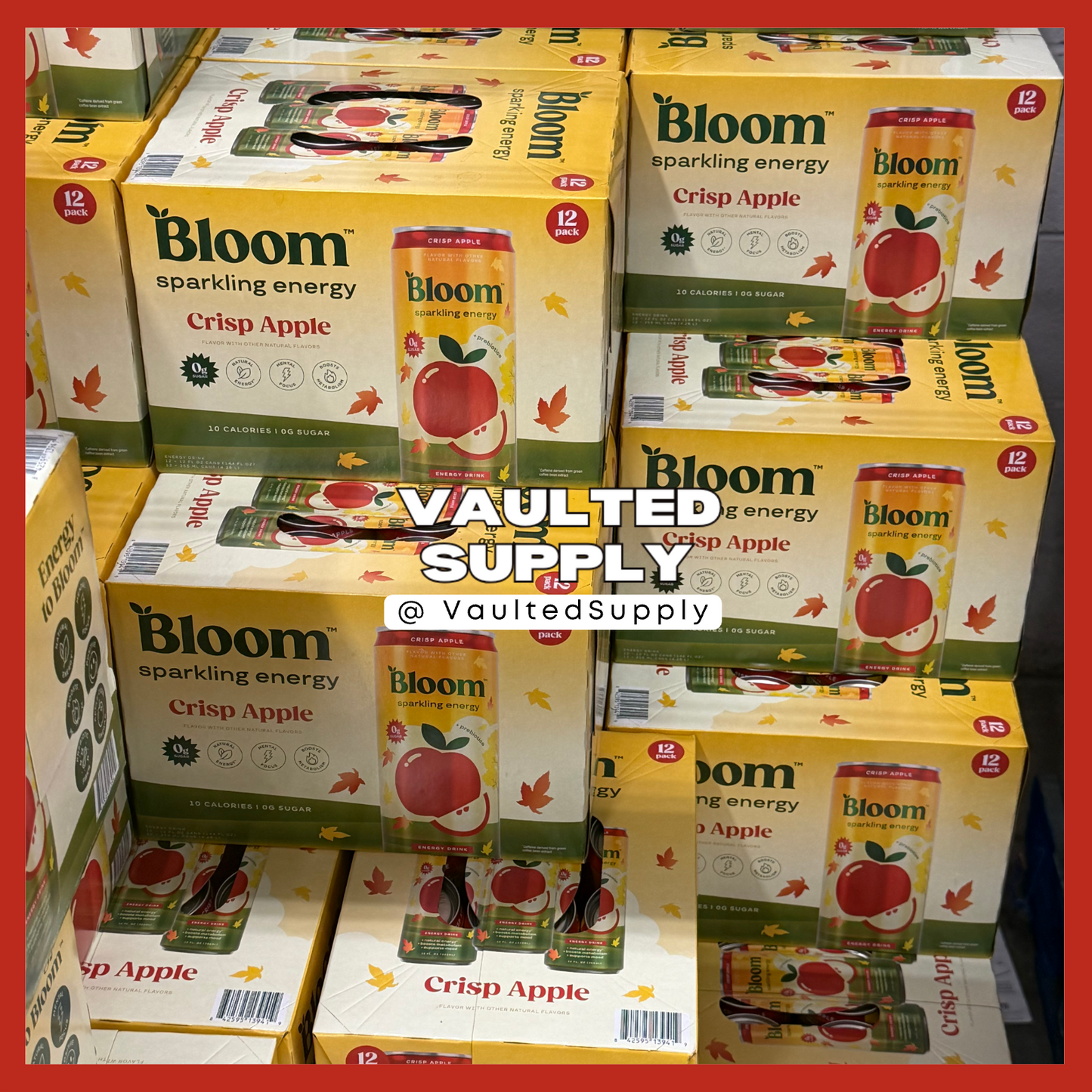 Bloom Sparkling Energy Drink Crisp Apple 12 Pack 12 fl oz Cans Zero Sugar