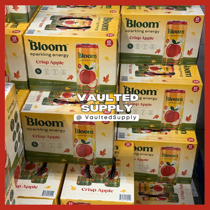 Bloom Sparkling Energy Drink Crisp Apple 12 Pack 12 fl oz Cans Zero Sugar
