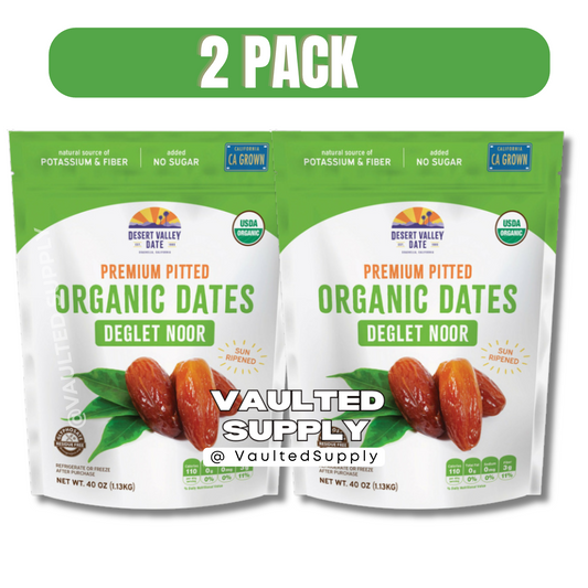 2 Packs Desert Valley Organic Dates Deglet Noor Dried Fruit 40 oz Each Pack