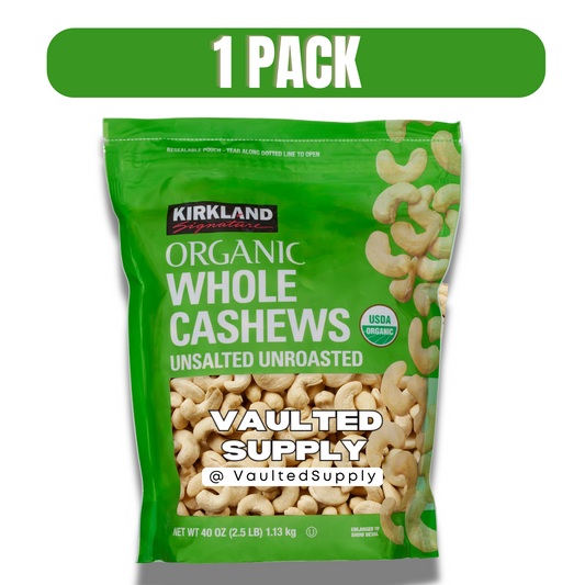 Kirkland Organic Whole Cashews Unsalted Unroasted 2.5 lb USDA 40 Oz EXP 10/2026
