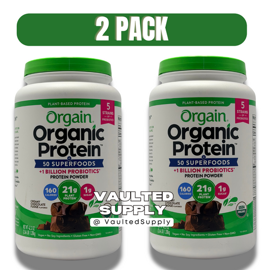 Orgain Organic Protein + Superfoods Chocolate Fudge 2.64lb (2 Pack) – Vegan