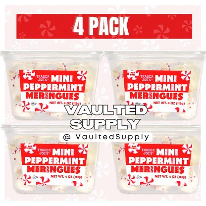 Trader Joe’s Mini Peppermint Meringues 4 Pack Seasonal Holiday Treat Fresh 4oz E