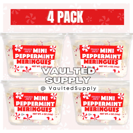 Trader Joe’s Mini Peppermint Meringues 4 Pack Seasonal Holiday Treat Fresh 4oz E